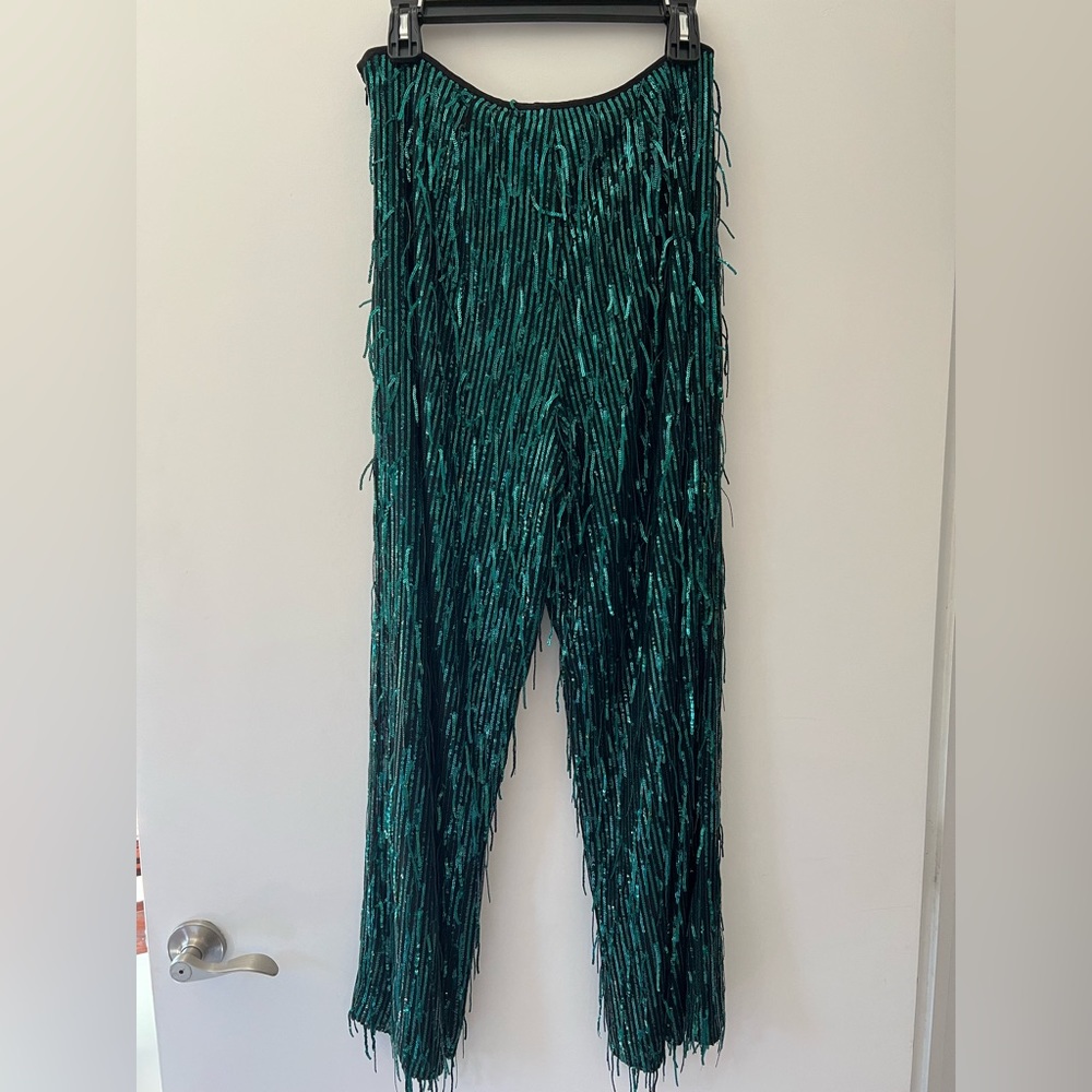 Maeve Fringed Sequin Wide-Leg Pant